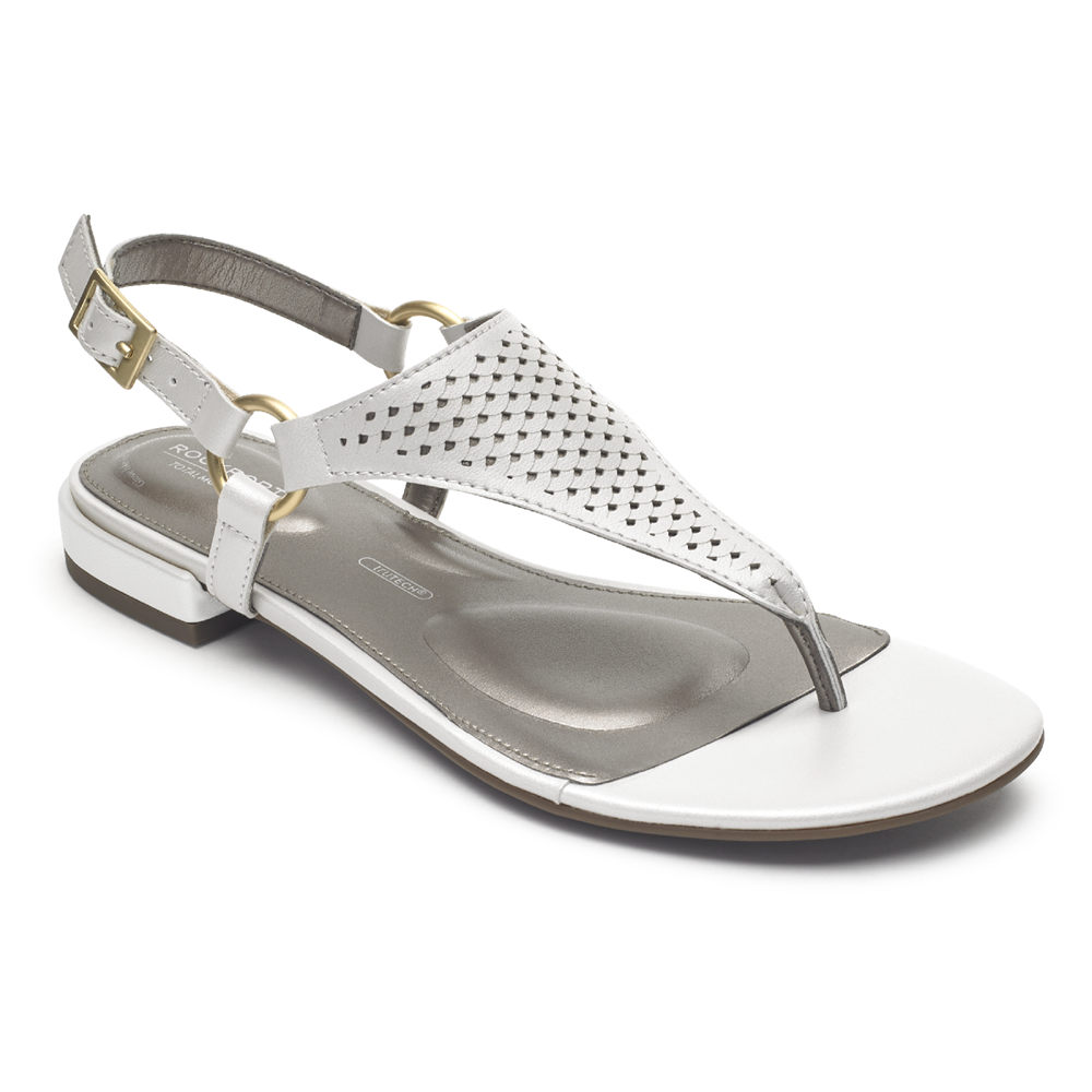 Rockport Womens Sandals White - Total Motion Zosia Thong - UK 953-FOXYJA